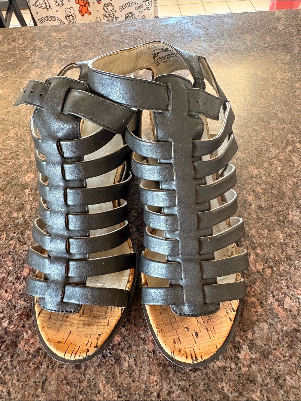 Naturalizer Black Strappy Cage Wedge Sandals